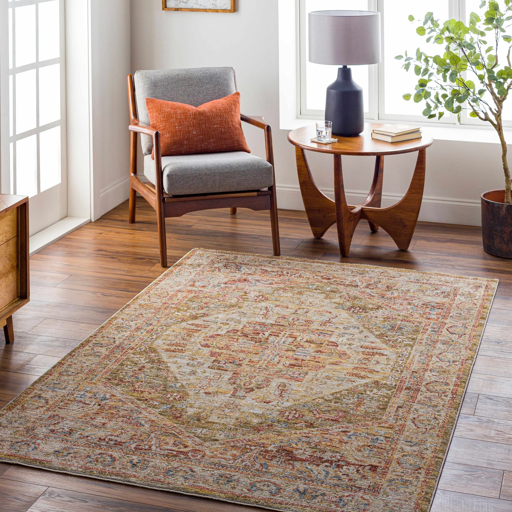 Alois Tan Rich Textured Traditional Rug - Ornate Home
