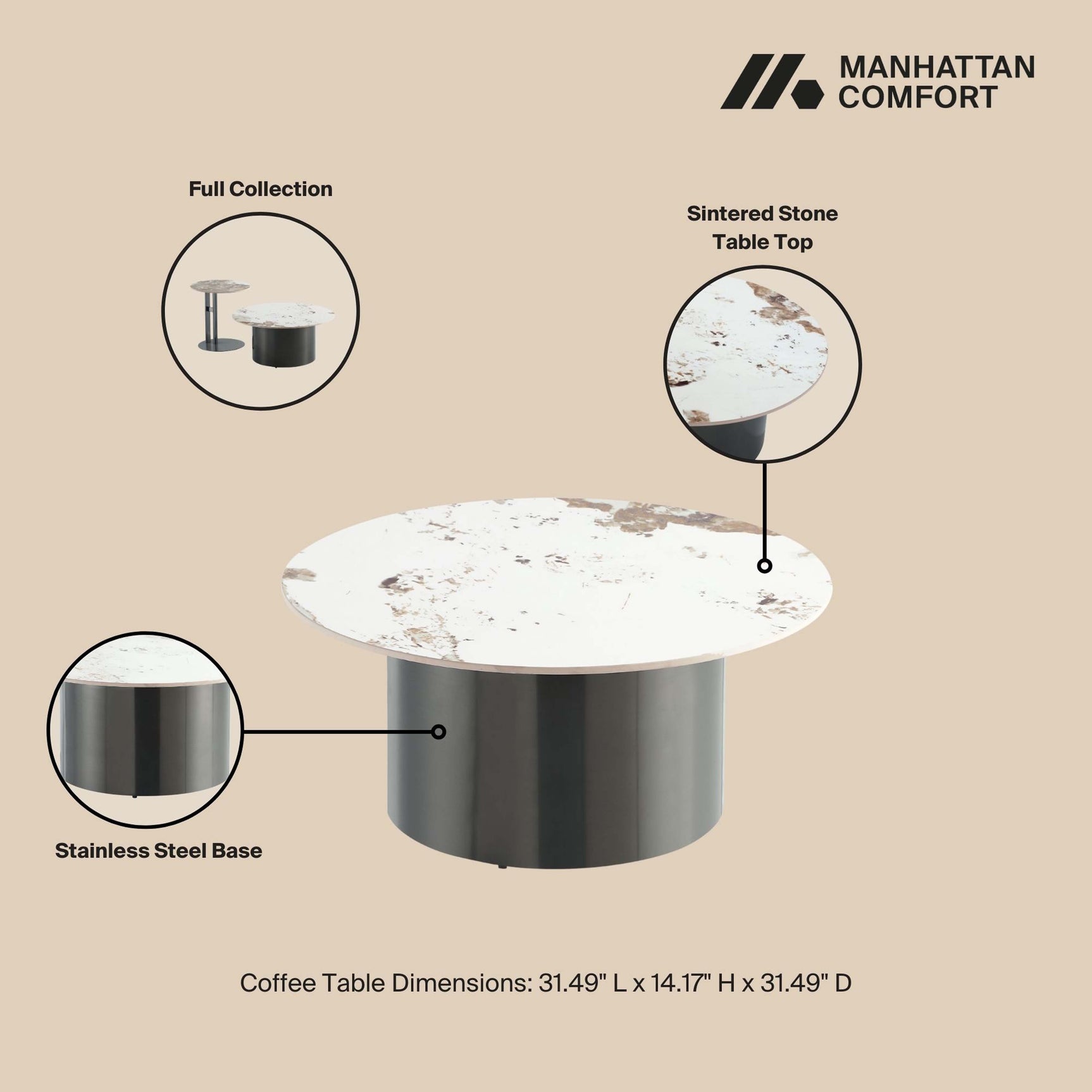 Alondra Coffee Table in Black - Ornate Home