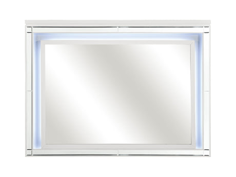 Alonza Metallic White Mirror with LED Lighting - Ornate Home