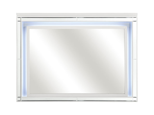 Alonza Metallic White Mirror with LED Lighting - Ornate Home