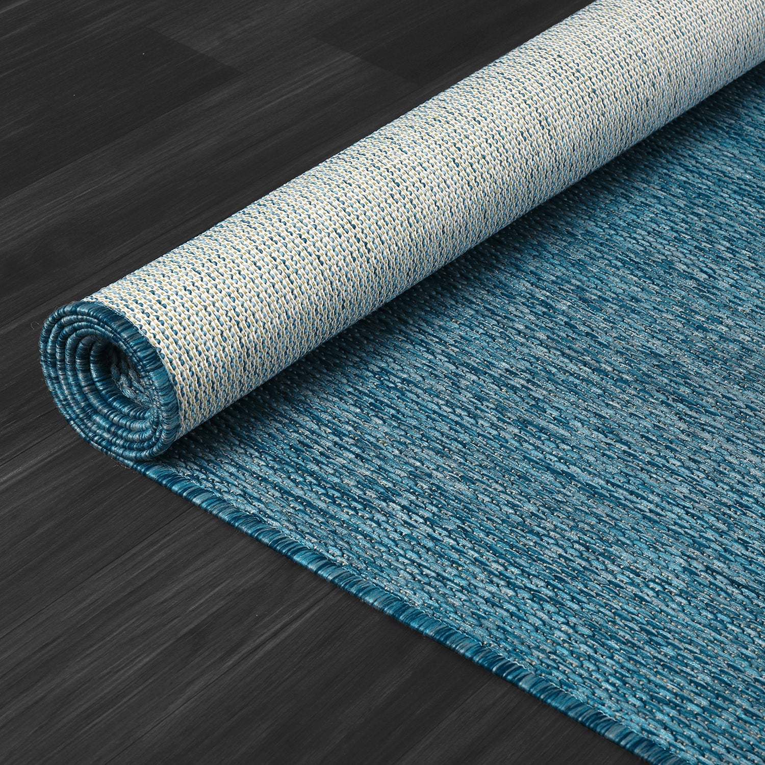 Alora Aqua Outdoor Area Rug | UV-Protected Jute-Look - Ornate Home