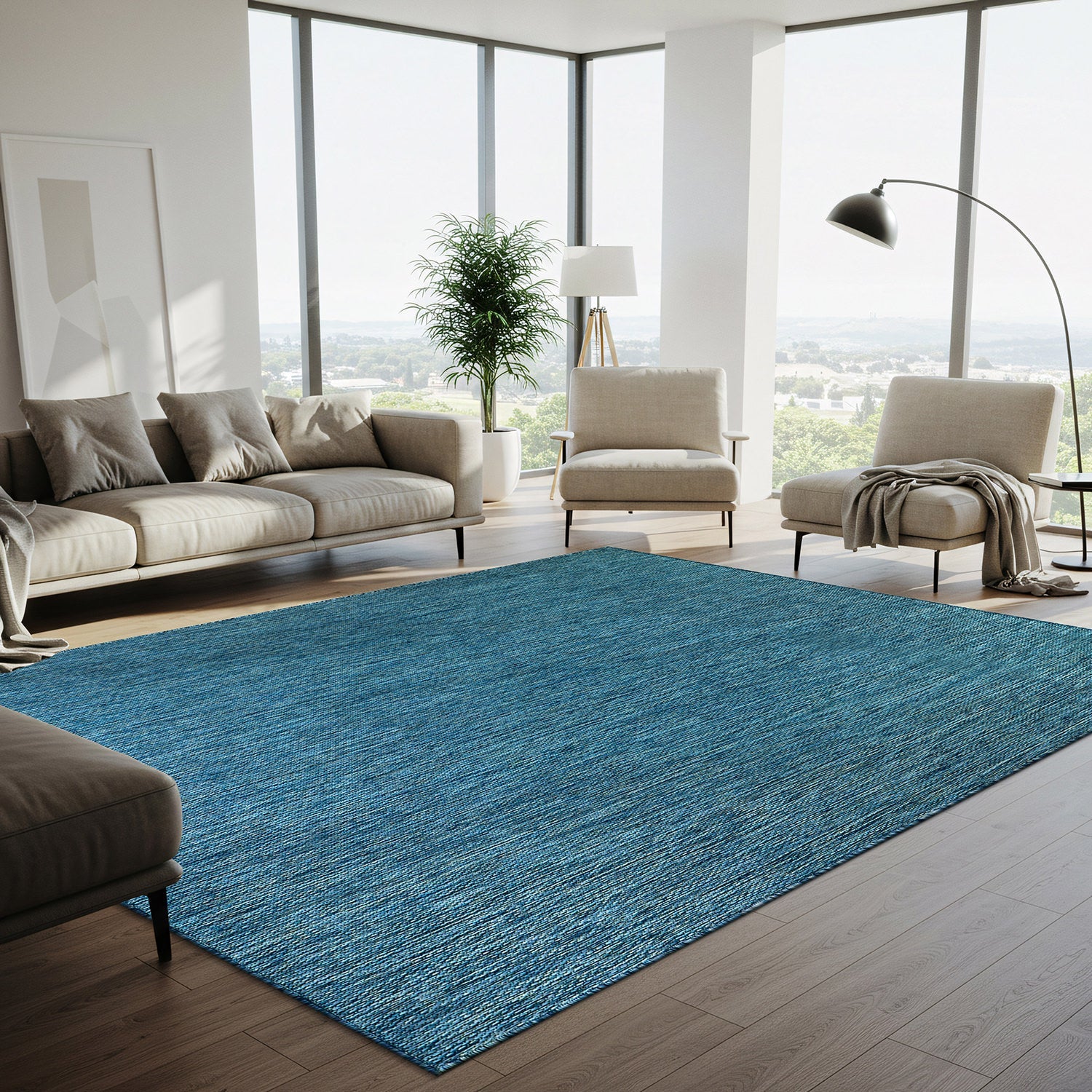 Alora Aqua Outdoor Area Rug | UV-Protected Jute-Look - Ornate Home