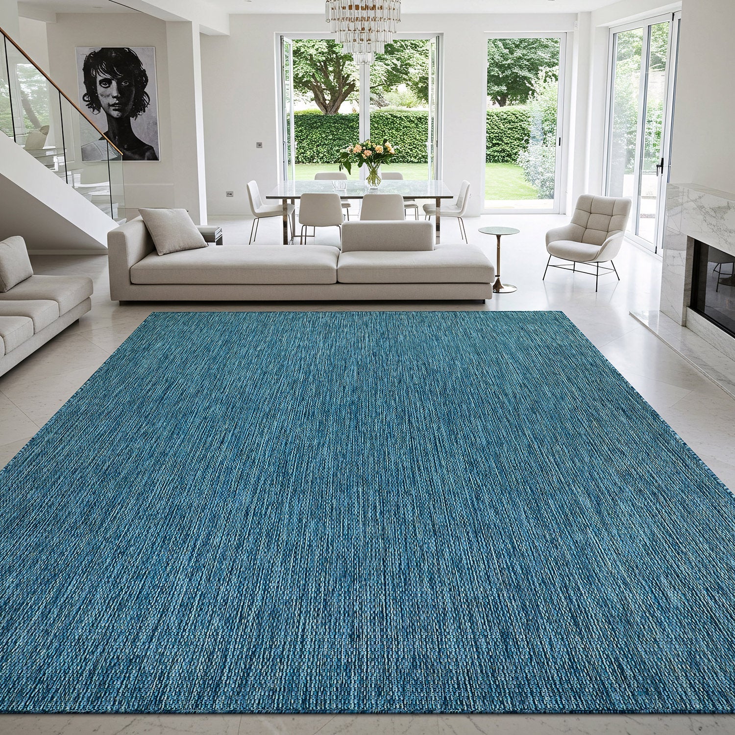 Alora Aqua Outdoor Area Rug | UV-Protected Jute-Look - Ornate Home
