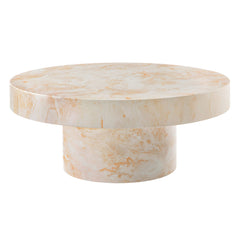 Alora Honey Onyx Indoor - Outdoor Patio Concrete Round Coffee Table - Ornate Home