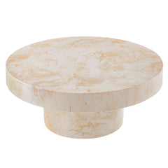 Alora Honey Onyx Indoor - Outdoor Patio Concrete Round Coffee Table - Ornate Home