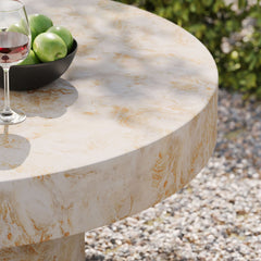 Alora Honey Onyx Indoor - Outdoor Patio Concrete Round Coffee Table - Ornate Home