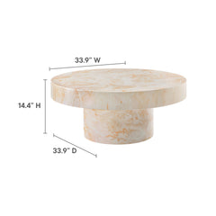 Alora Honey Onyx Indoor - Outdoor Patio Concrete Round Coffee Table - Ornate Home