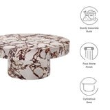 Alora Red Marble Indoor - Outdoor Patio Concrete Round Coffee Table - Ornate Home