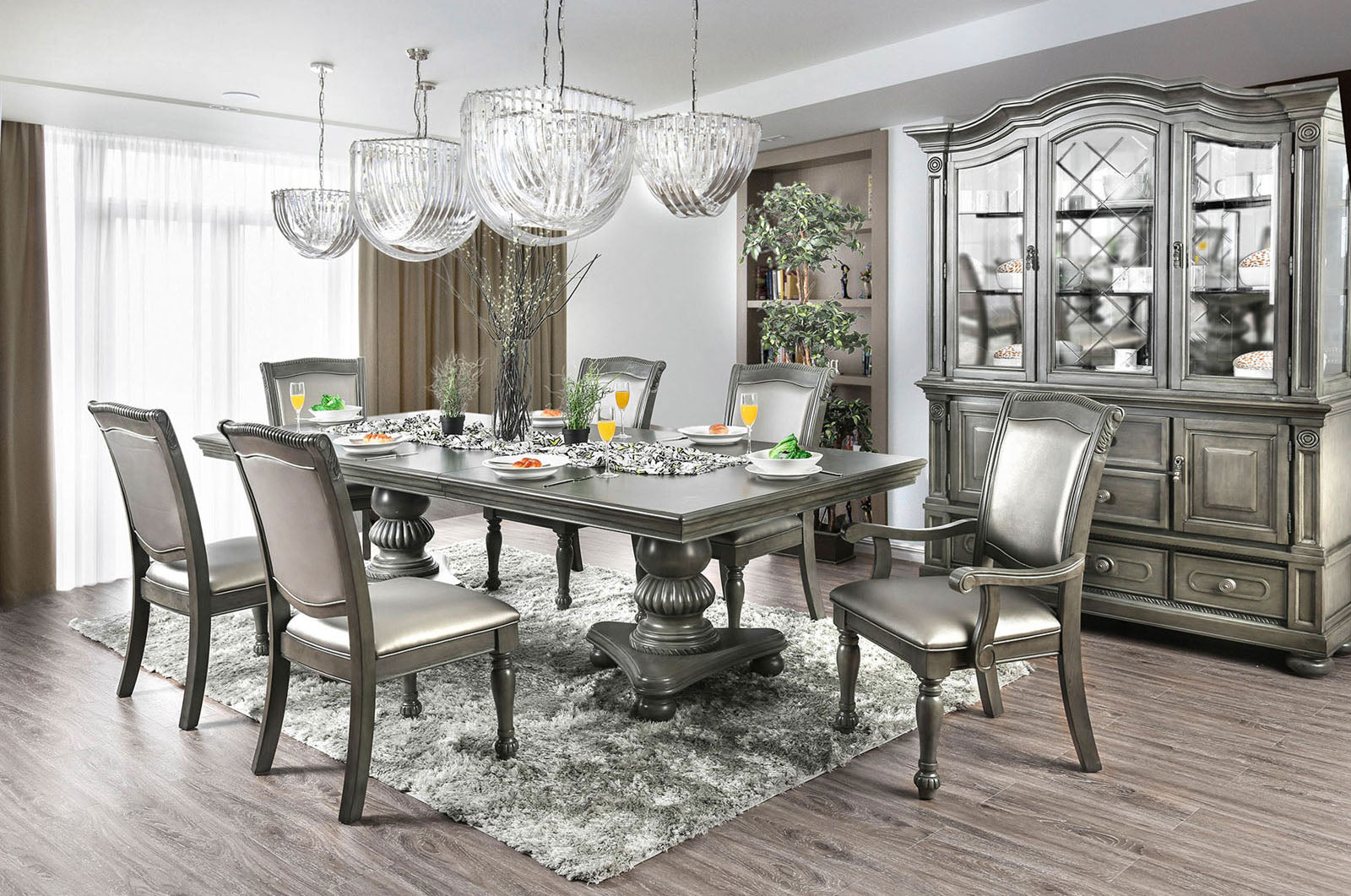 Alpena Gray 9 Pc. Dining Room Set - Ornate Home
