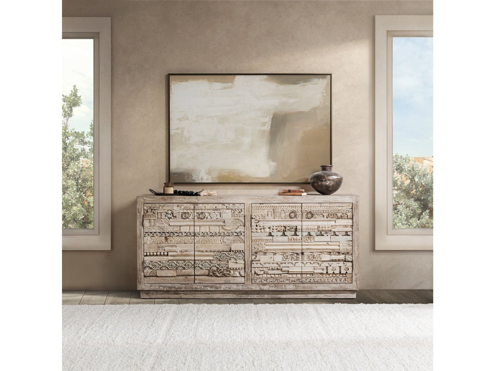 Alta Bleached White 4Dr Sideboard - Ornate Home