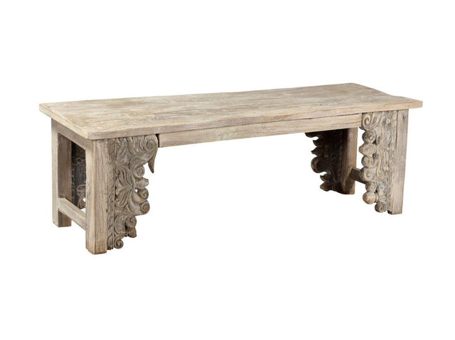 Alta Bleached White Bench - Ornate Home