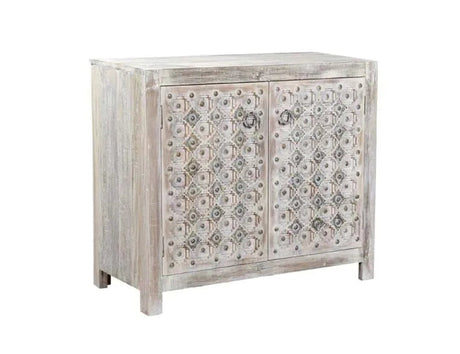 Alta Bleached White Carving Sideboard - Ornate Home