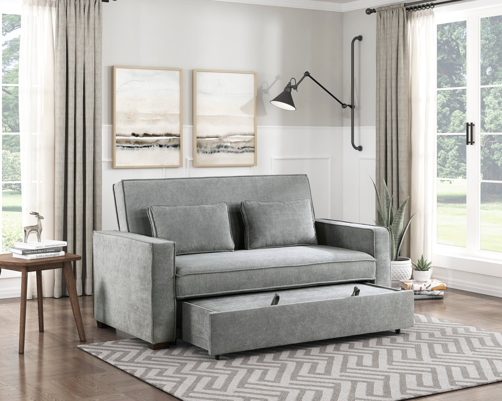 Alta Gray Studio Sofa with Pull-out Bed - Ornate Home
