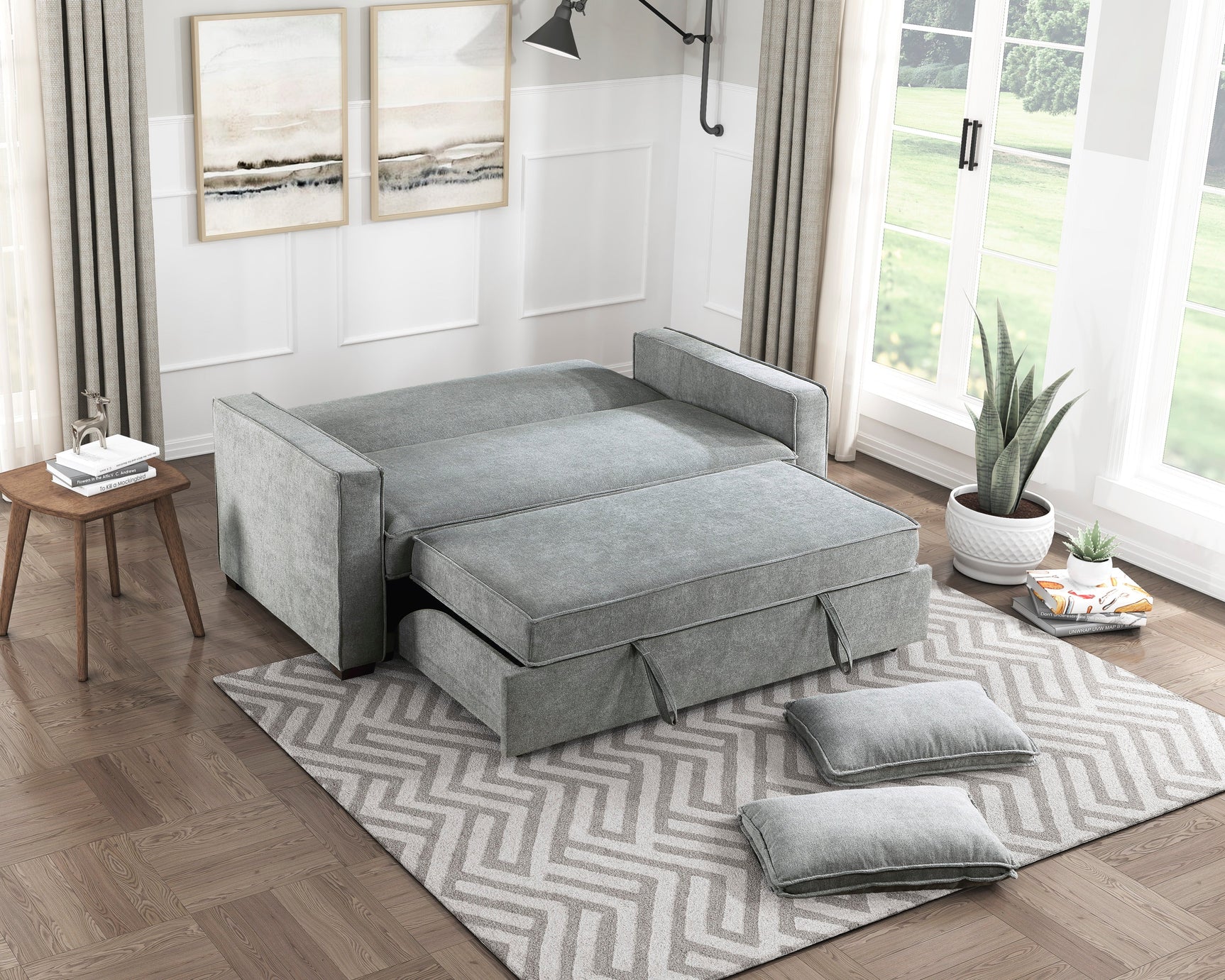 Alta Gray Studio Sofa with Pull-out Bed - Ornate Home