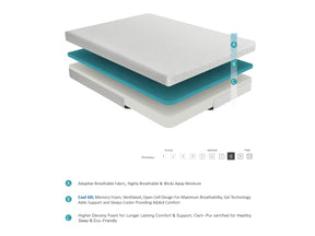 Altair White 8" Twin Gel-Infused Memory Foam Mattress - Ornate Home