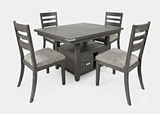 Altamonte Brushed Grey High/Low Dining Table w/ 4 Chairs - Ornate Home