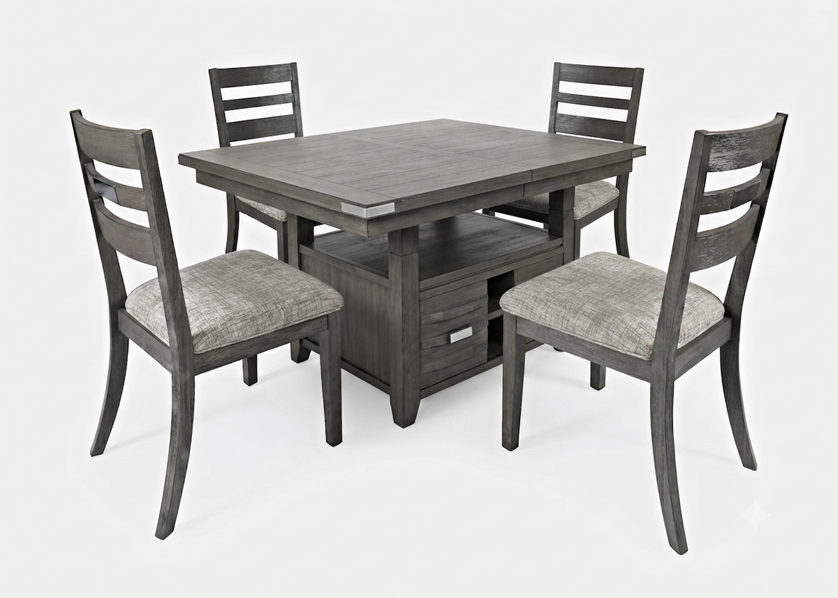 Altamonte Brushed Grey High/Low Dining Table w/ 4 Chairs - Ornate Home