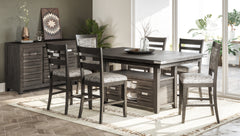 Altamonte Brushed Grey High/Low Dining Table w/ 4 Ladderback Stools - Ornate Home