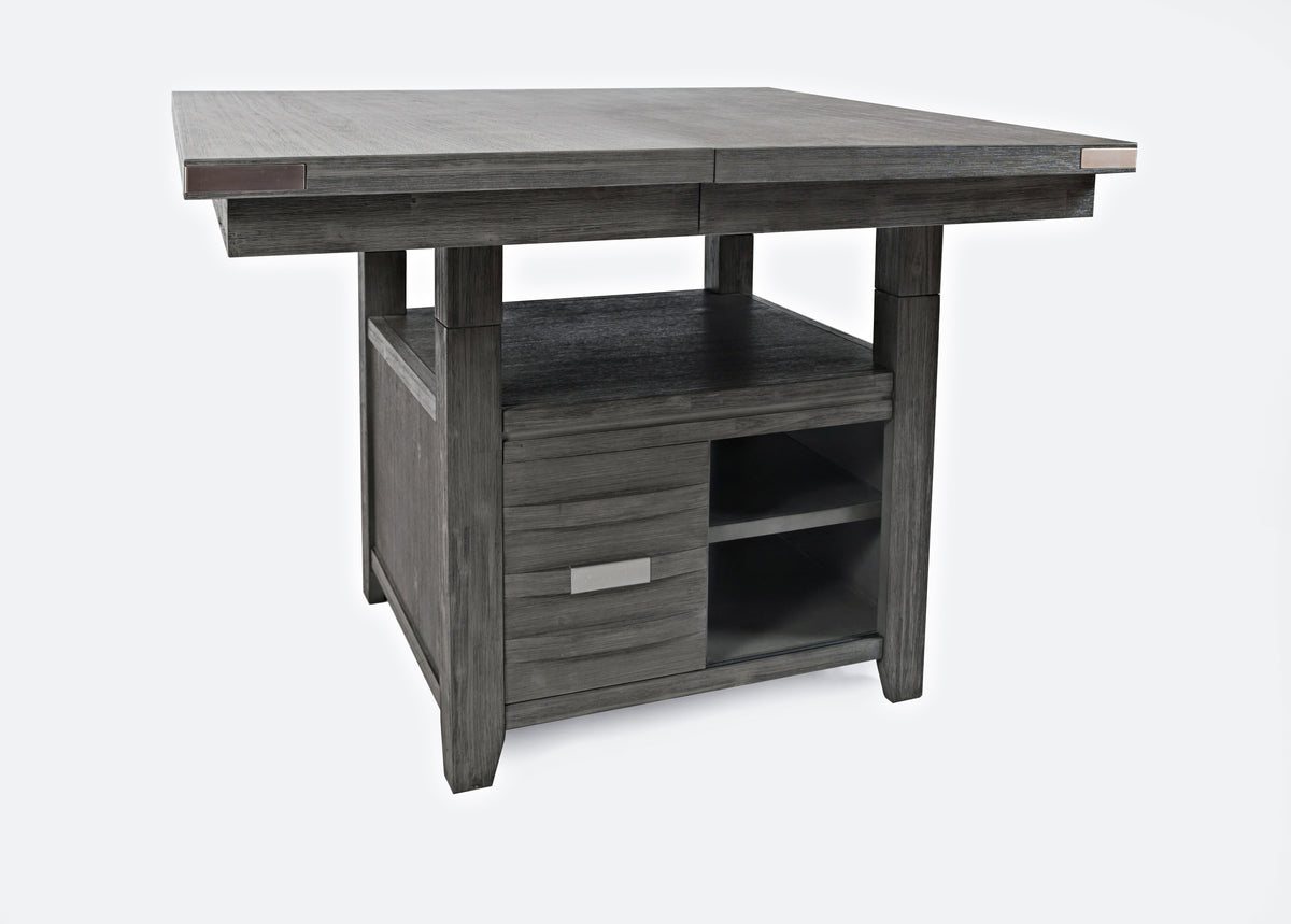 Altamonte Brushed Grey High/Low Sq. Counter Dining Table w/ 4 Ladderback Stools - Ornate Home