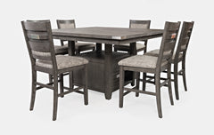 Altamonte Brushed Grey High/Low Sq. Counter Dining Table w/ 4 Uph Stools - Ornate Home