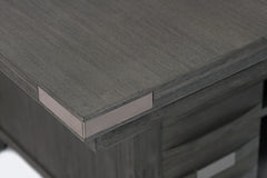 Altamonte Brushed Grey High/Low Sq. Counter Dining Table w/ 6 Ladderback Stools - Ornate Home