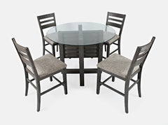 Altamonte Brushed Grey Round Counter Dining Table w/ 4 Ladderback Stools - Ornate Home