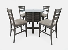 Altamonte Brushed Grey Round Counter Dining Table w/ 4 Ladderback Stools - Ornate Home