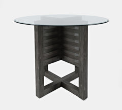 Altamonte Brushed Grey Round Counter Dining Table w/ 4 Uph Stools - Ornate Home