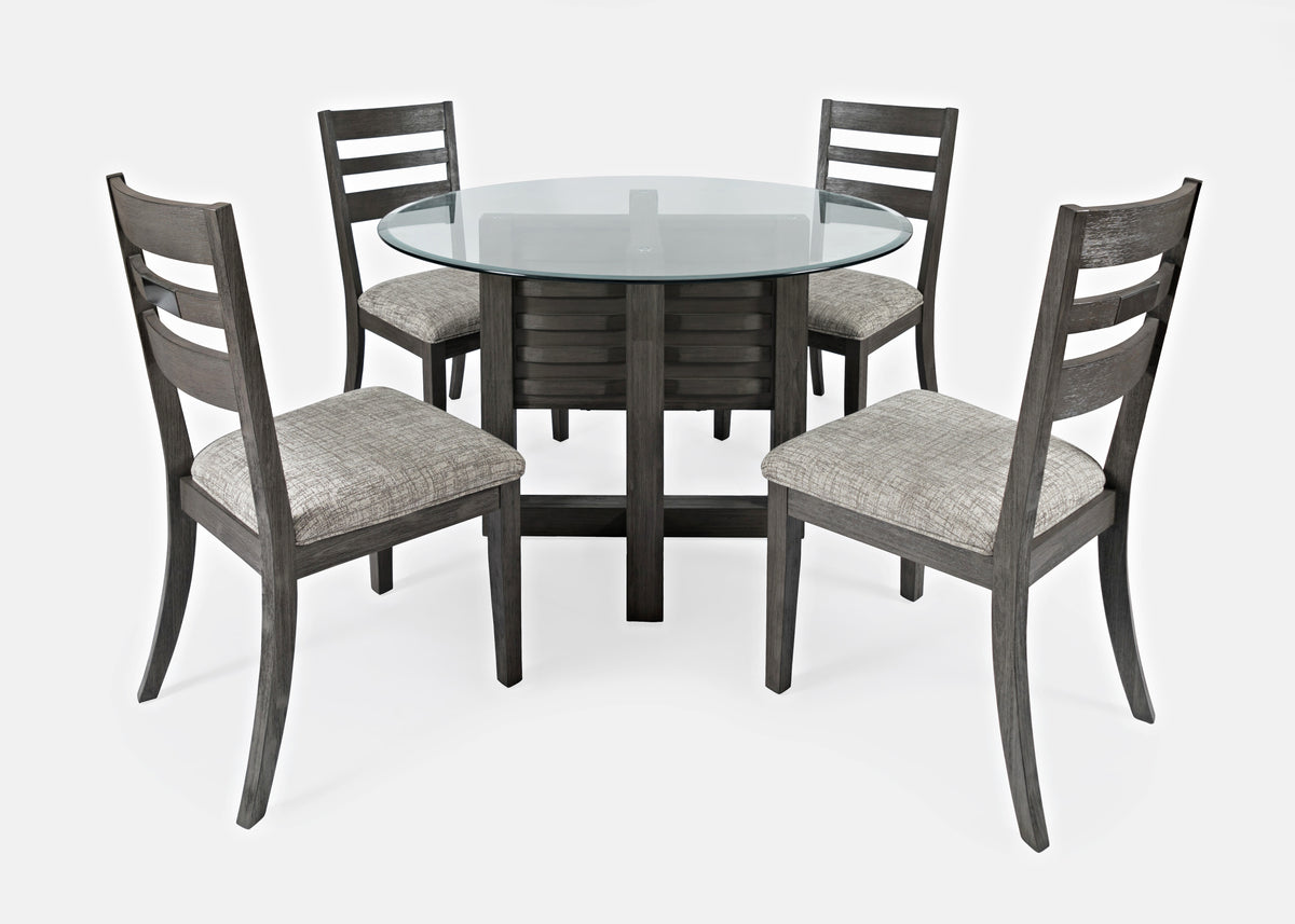 Altamonte Brushed Grey Round Dining Table w/ 4 Chairs - Ornate Home