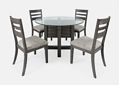 Altamonte Brushed Grey Round Dining Table w/ 4 Chairs - Ornate Home