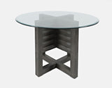 Altamonte Brushed Grey Round Dining Table w/ 4 Chairs - Ornate Home