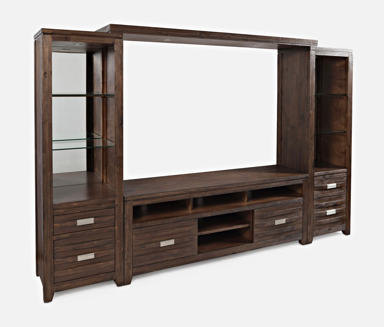 Altamonte Brushed Walnut Entertainment Wall - Ornate Home