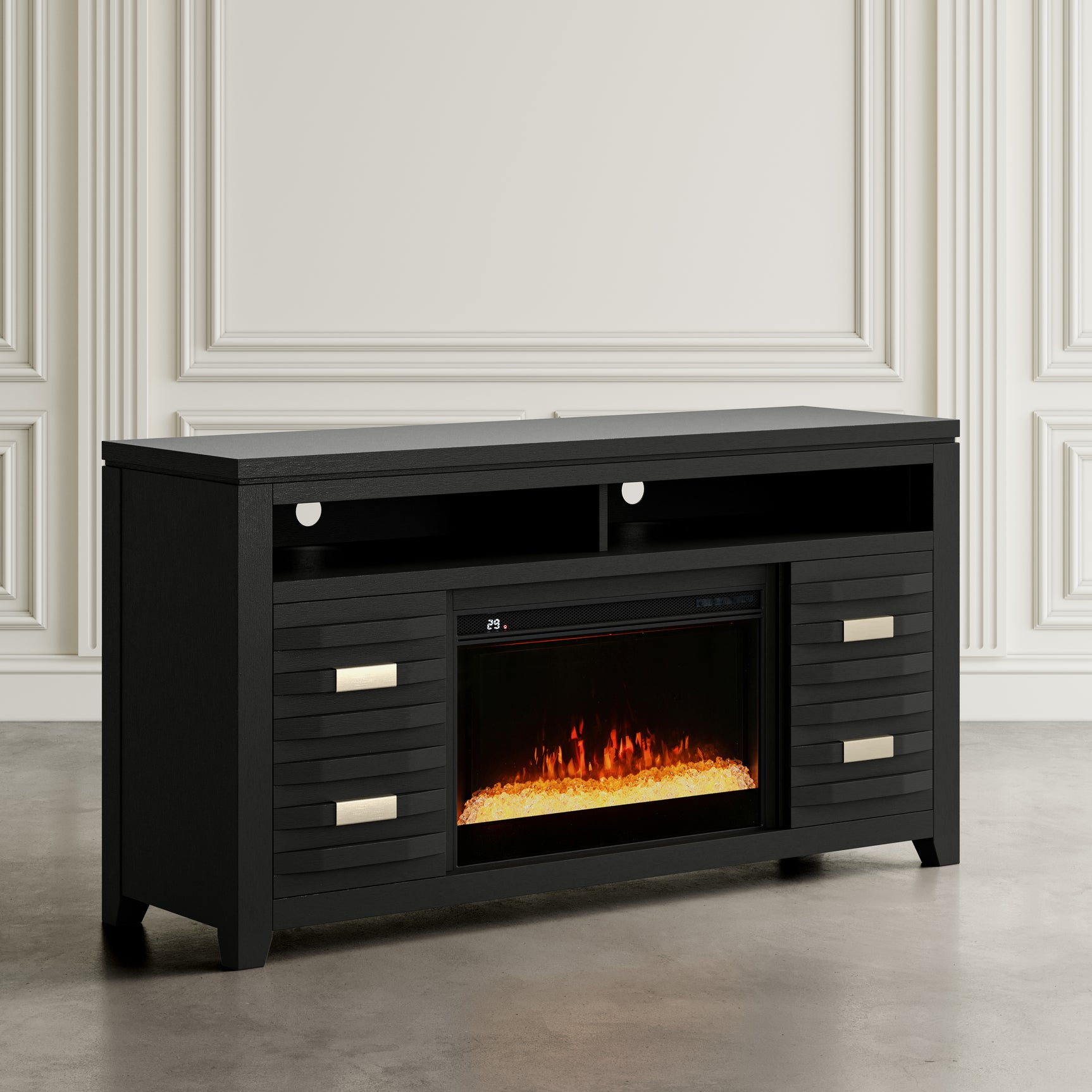 Altamonte Dark Charcoal 60 Fireplace w/ Crystal Display - Ornate Home