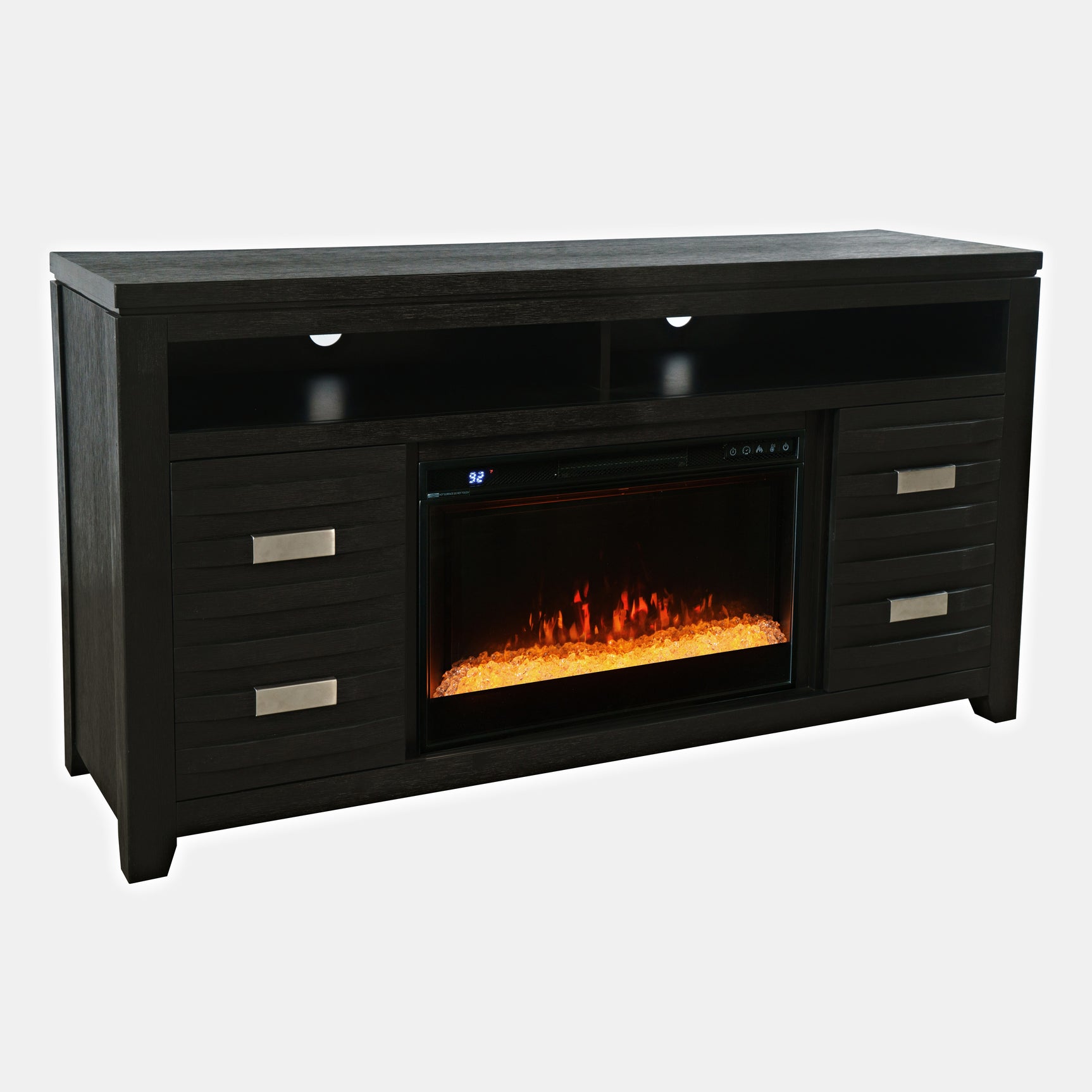 Altamonte Dark Charcoal 60 Fireplace with Crystal Display - Ornate Home