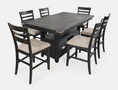 Altamonte Dark Charcoal High/Low Rect. Counter Dining Table w/ 4 Ladderback Stools - Ornate Home