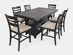 Altamonte Dark Charcoal High/Low Rect. Counter Dining Table w/ 6 Ladderback Stools - Ornate Home