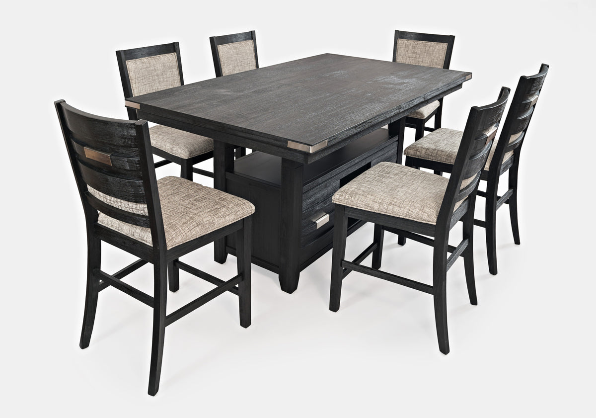 Altamonte Dark Charcoal High/Low Rect. Counter Dining Table w/ 6 Uph Stools - Ornate Home