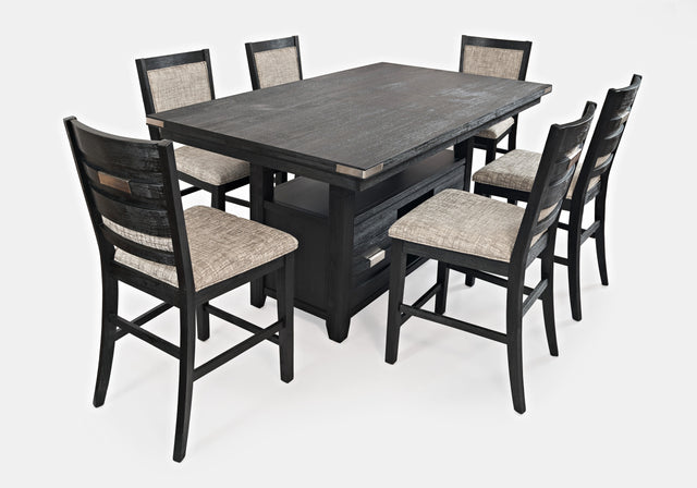 Altamonte Dark Charcoal High/Low Rect. Counter Dining Table w/ 6 Uph Stools - Ornate Home