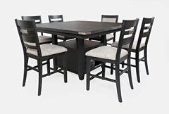 Altamonte Dark Charcoal High/Low Sq. Counter Dining Table w/ 4 Ladderback Stools - Ornate Home