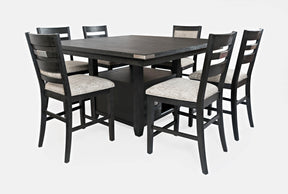 Altamonte Dark Charcoal High/Low Sq. Counter Dining Table w/ 4 Ladderback Stools - Ornate Home