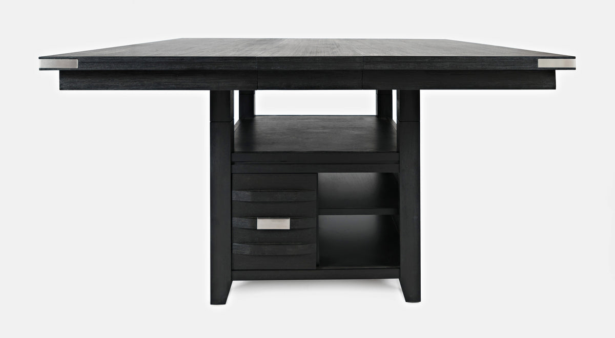 Altamonte Dark Charcoal High/Low Sq. Counter Dining Table w/ 4 Ladderback Stools - Ornate Home