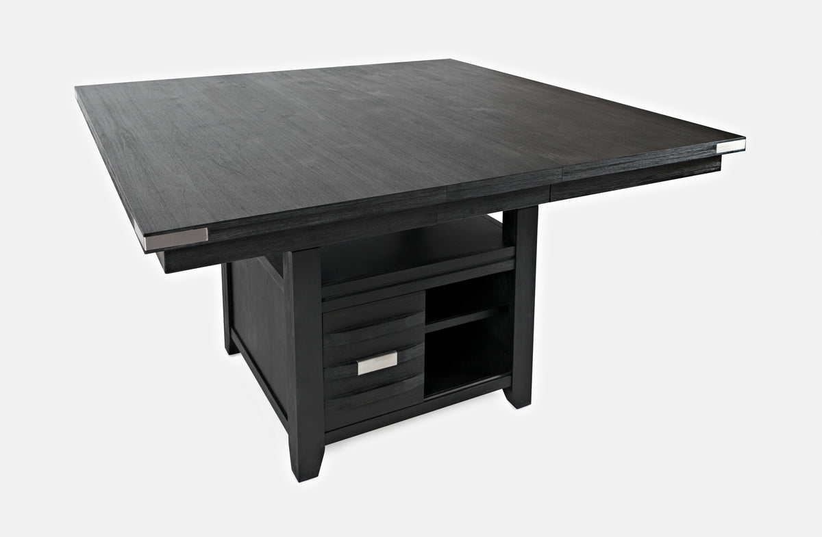 Altamonte Dark Charcoal High/Low Sq. Counter Dining Table w/ 4 Ladderback Stools - Ornate Home