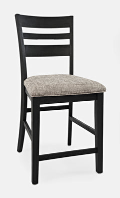 Altamonte Dark Charcoal High/Low Sq. Counter Dining Table w/ 4 Ladderback Stools - Ornate Home