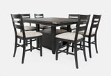 Altamonte Dark Charcoal High/Low Sq. Counter Dining Table w/ 6 Ladderback Stools - Ornate Home