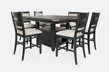 Altamonte Dark Charcoal High/Low Sq. Counter Dining Table w/ 6 Uph Stools - Ornate Home