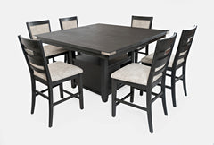 Altamonte Dark Charcoal High/Low Sq. Counter Dining Table w/ 6 Uph Stools - Ornate Home