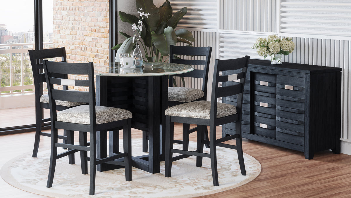 Altamonte Dark Charcoal Round Counter Dining Table - Ornate Home