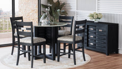 Altamonte Dark Charcoal Round Counter Dining Table - Ornate Home
