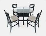 Altamonte Dark Charcoal Round Counter Dining Table w/ 4 Ladderback Stools - Ornate Home