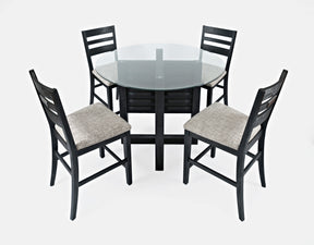 Altamonte Dark Charcoal Round Counter Dining Table w/ 4 Ladderback Stools - Ornate Home